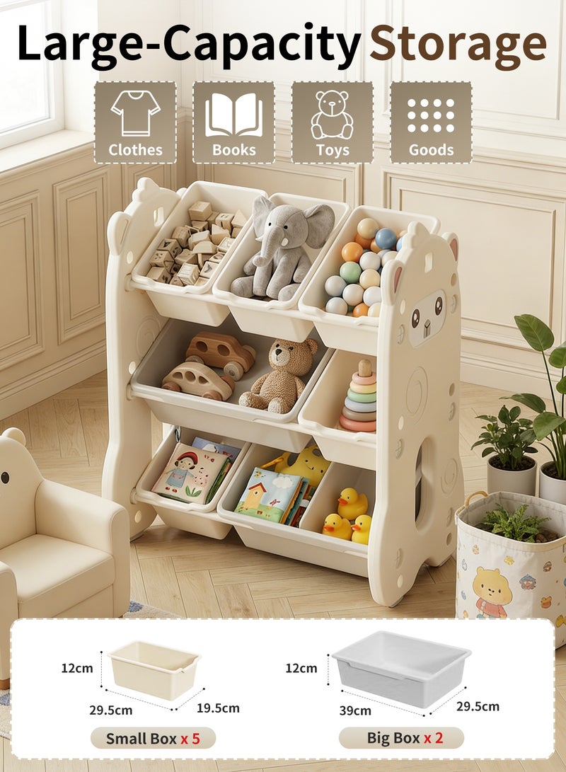 HomKawt Children Toy Storage Organizer with Large Capacity Bins, Toy Storage Rack & Toy Box Organizer, Kids Storage Bins Toy Boxes for Bedroom Playroom Nursery, Multi-Layer Toy Shelf Unit - Image 3